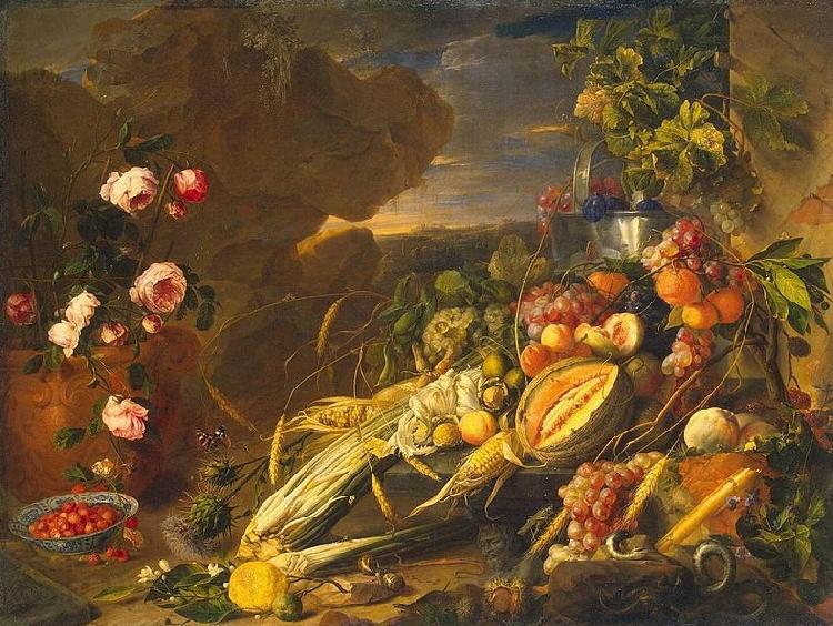 Jan Davidz de Heem Fruit and a Vase of Flowers